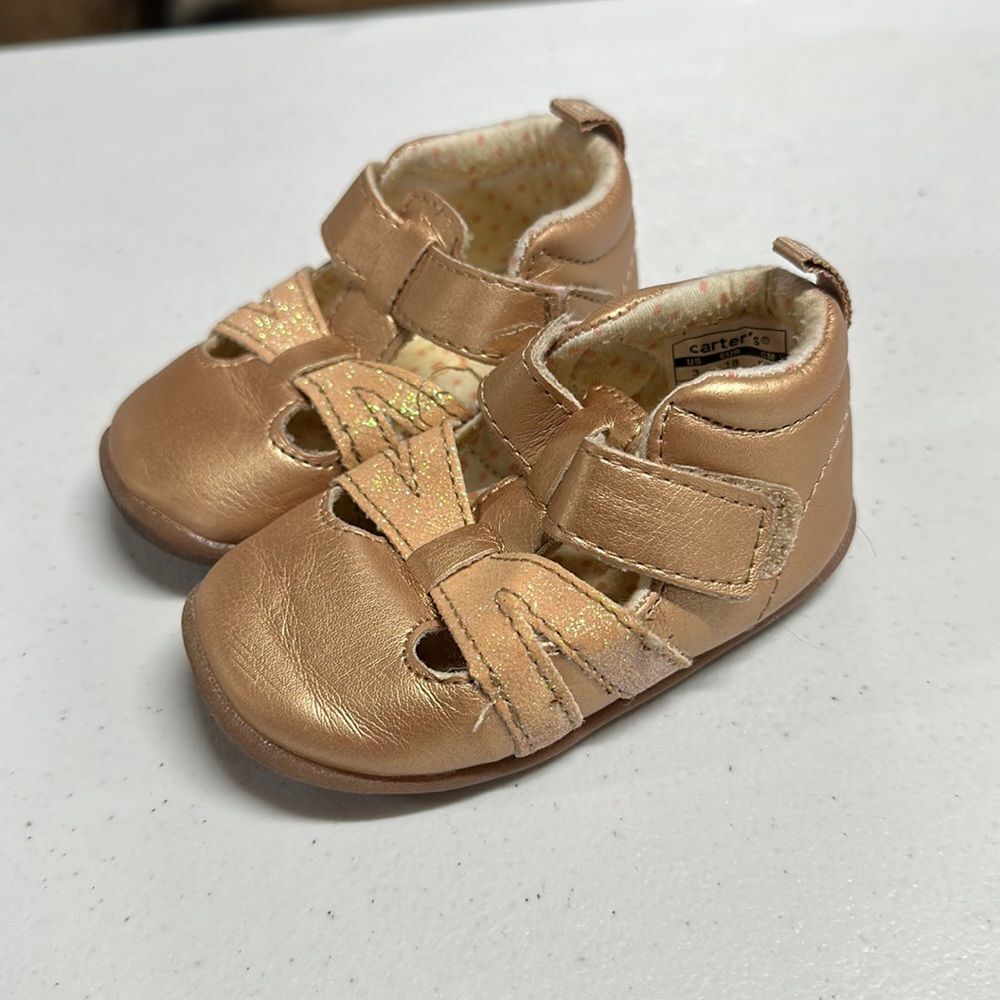 Carter’s Gold Pink Toddler Ankle Boots with Straps Size 3 - Picture 1 of 7